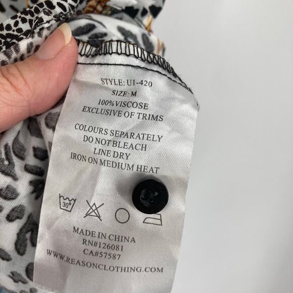 Reason Design Multi All Over Print Button Short Sleeve Shirt Men’s Medium NEW - Picture 11 of 14